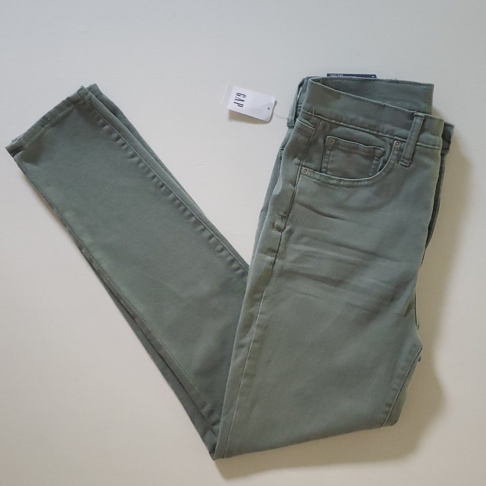 Olive Gap Denim High Rise True Skinny Ankle